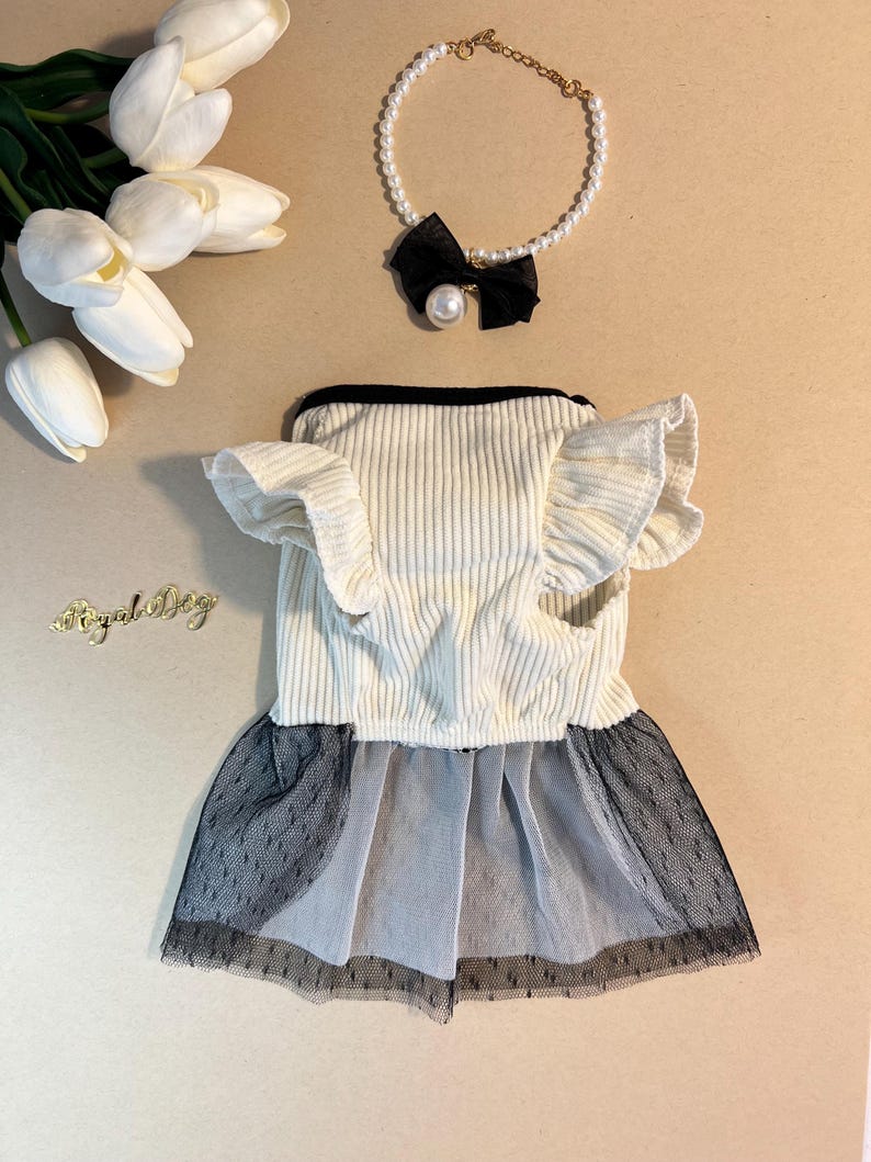 Chic Pet Outfit: Stylish Dress and Matching Necklace Included, dog clothes, cat dress, dog dress, pet clothing, pet jewelry, pet fashion