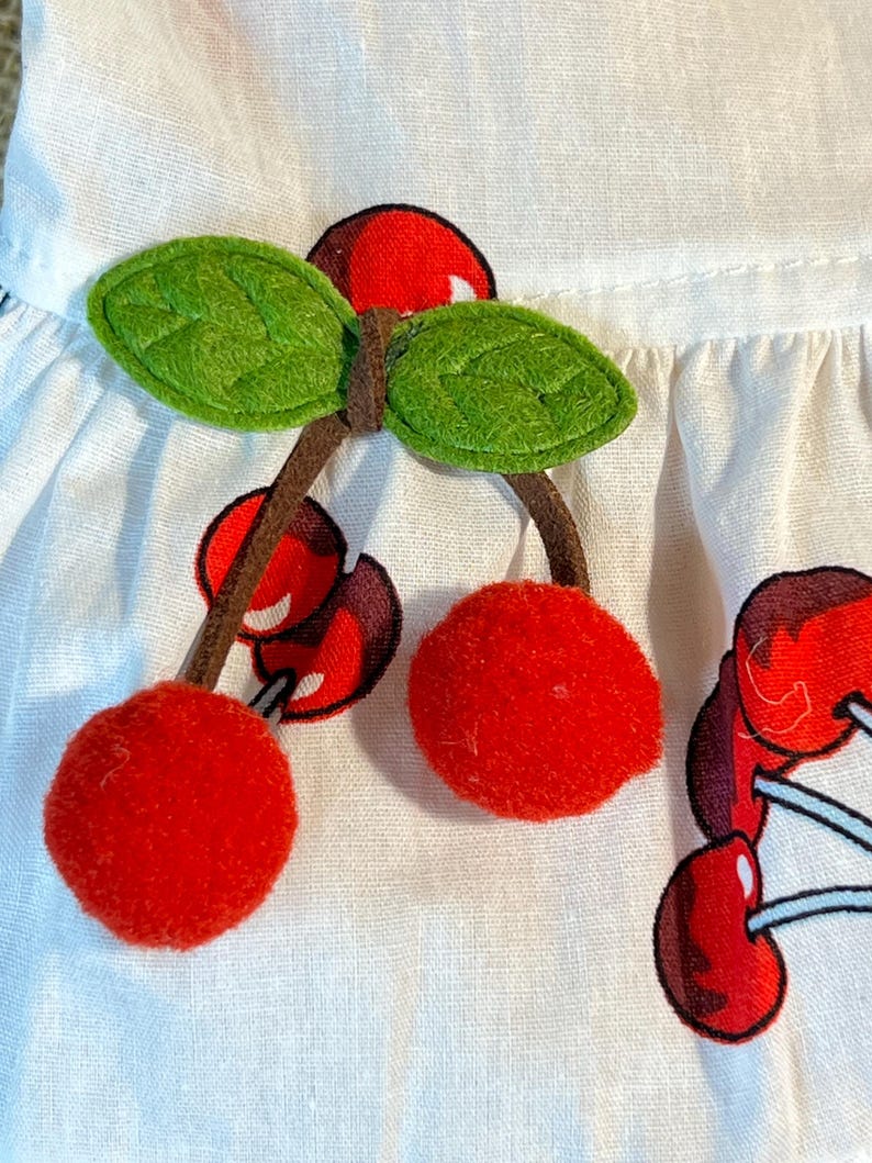 Chic Cherry Delight: Stylish Dog Clothes for Special Occasions, elegant Dog dress, summer dog dresses, dog summer dresses, cherry dog dress