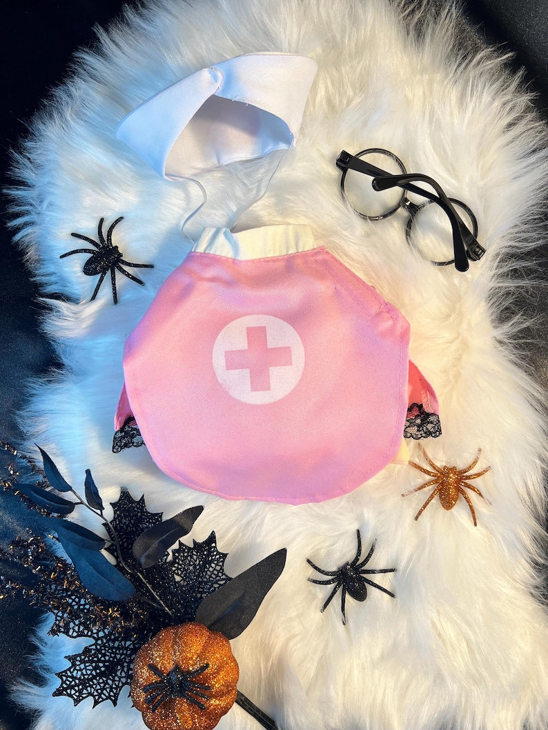 Adorable Dog doctor Halloween Costume with Stylish Glasses, pet costume, dog Halloween dress, dog Halloween costume, pet cosplay outfit