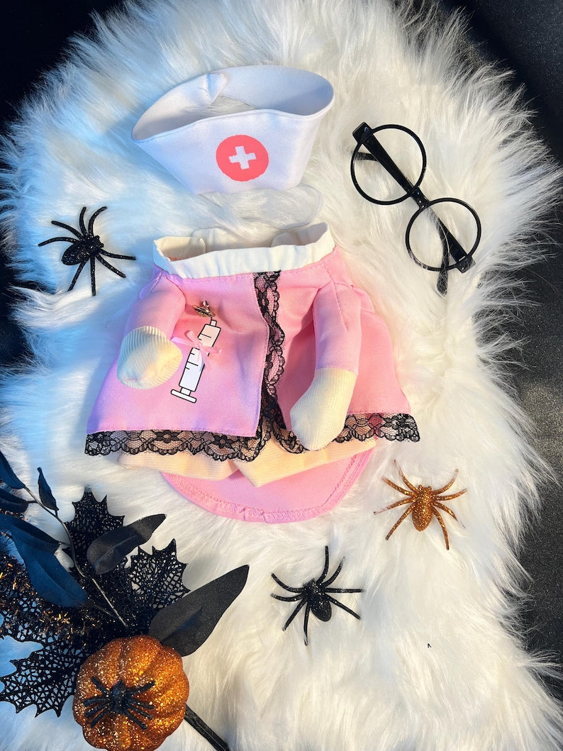 Adorable Dog doctor Halloween Costume with Stylish Glasses, pet costume, dog Halloween dress, dog Halloween costume, pet cosplay outfit
