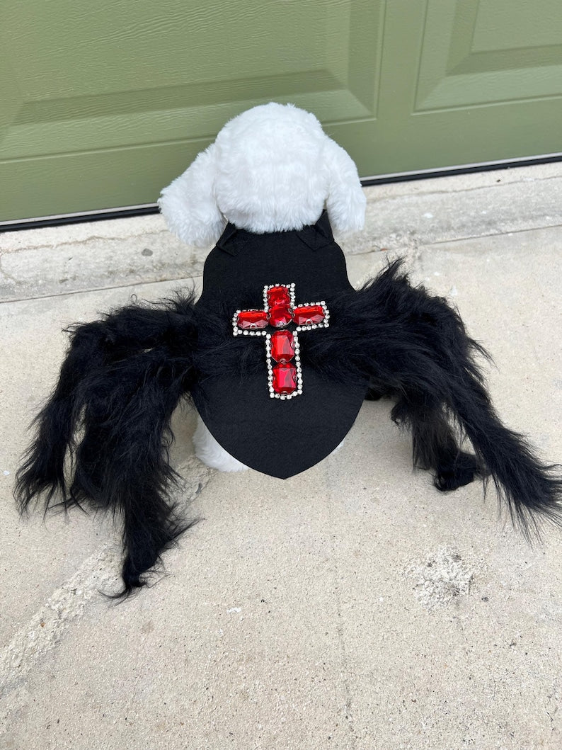 Luxury Rhinestone Cross Spider Outfit for Pets, pet costume, dog Halloween dress, dog Halloween costume, pet cosplay outfit, dog clothes