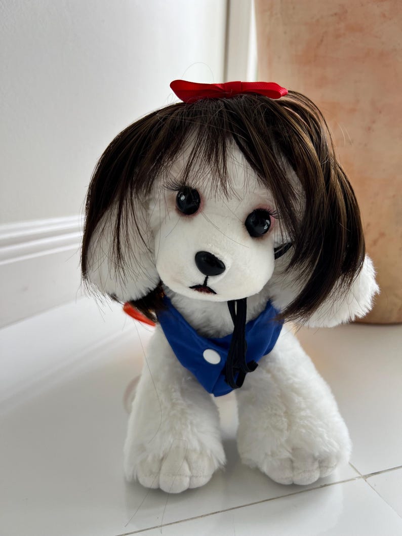 Pet Halloween Costume: Snow White Dog Dress with Matching Wig - Handcrafted Beauty, pet costume party, dog Halloween outfit, dog costume