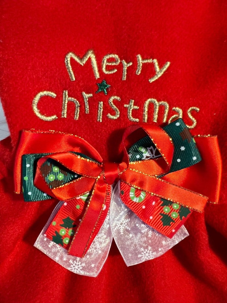 Festive Pup Outfit Set: Christmas Dress & Adorable Hat, Dress for pets, small dog clothes, Christmas dress for dog, Christmas dog outfit