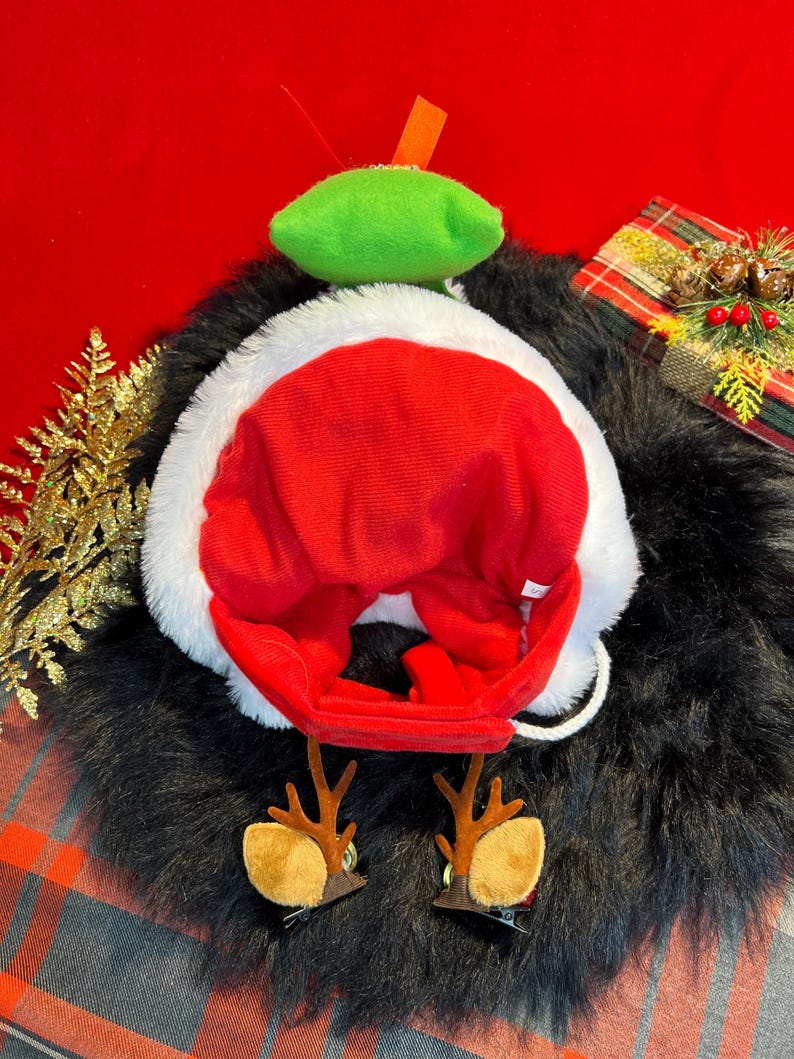 Festive Santa Cape and Reindeer Horns Dog Costume Set, Dress for pets, small dog clothes, Christmas dress for dog, Christmas dog outfit
