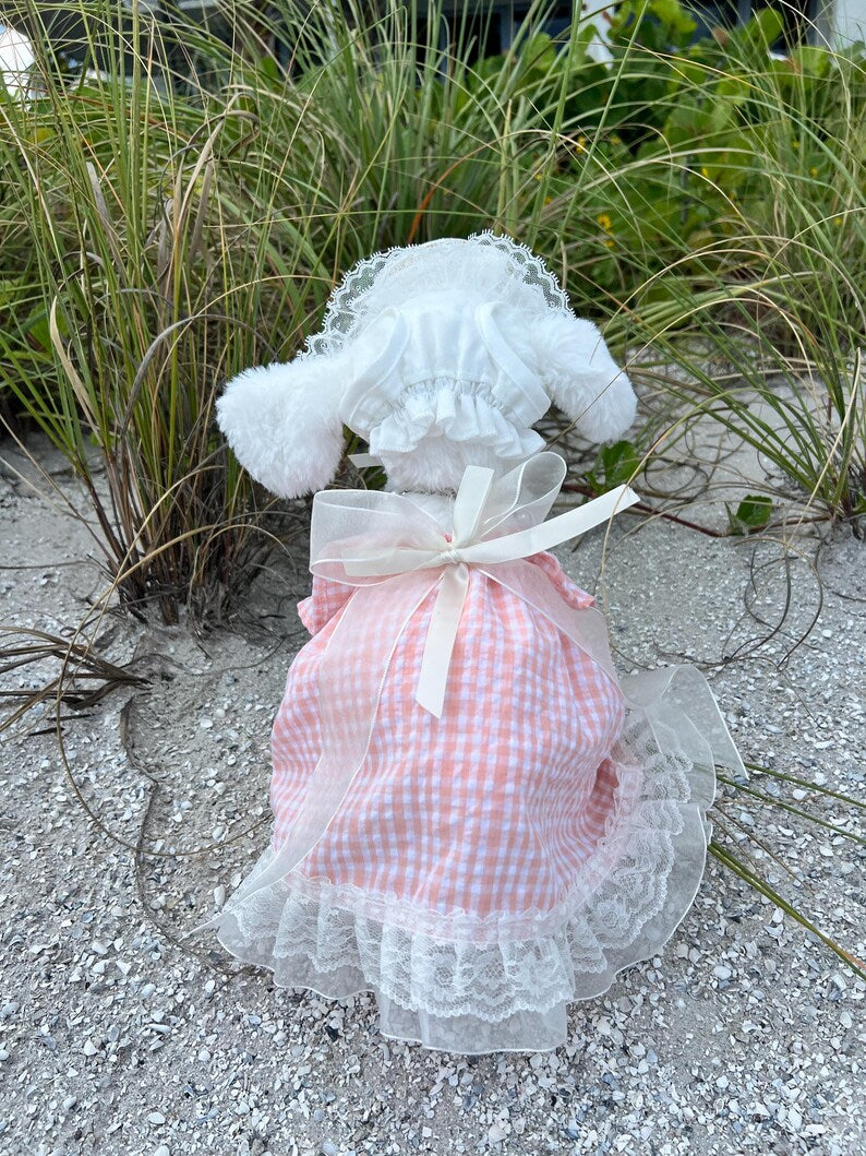 Luxury Dog Necklace, Pink Dress & Panama Set, Elegant and Chic Dog Clothes for Weddings, tutu Dog dress, Summer dog outfit, Barbie pet outfi