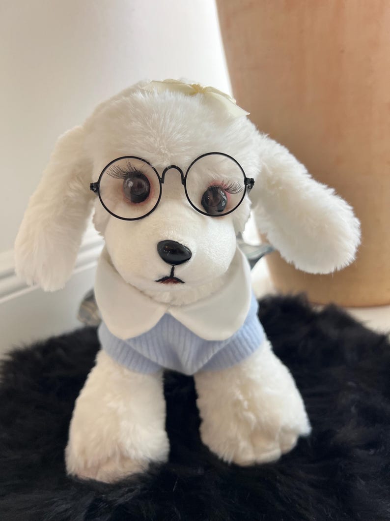 Chic blue Schoolgirl Dress & Glasses for Dogs | Unique Pet Costumet, Dress for pets, small dog clothes, dog fashion, Cute dog costume