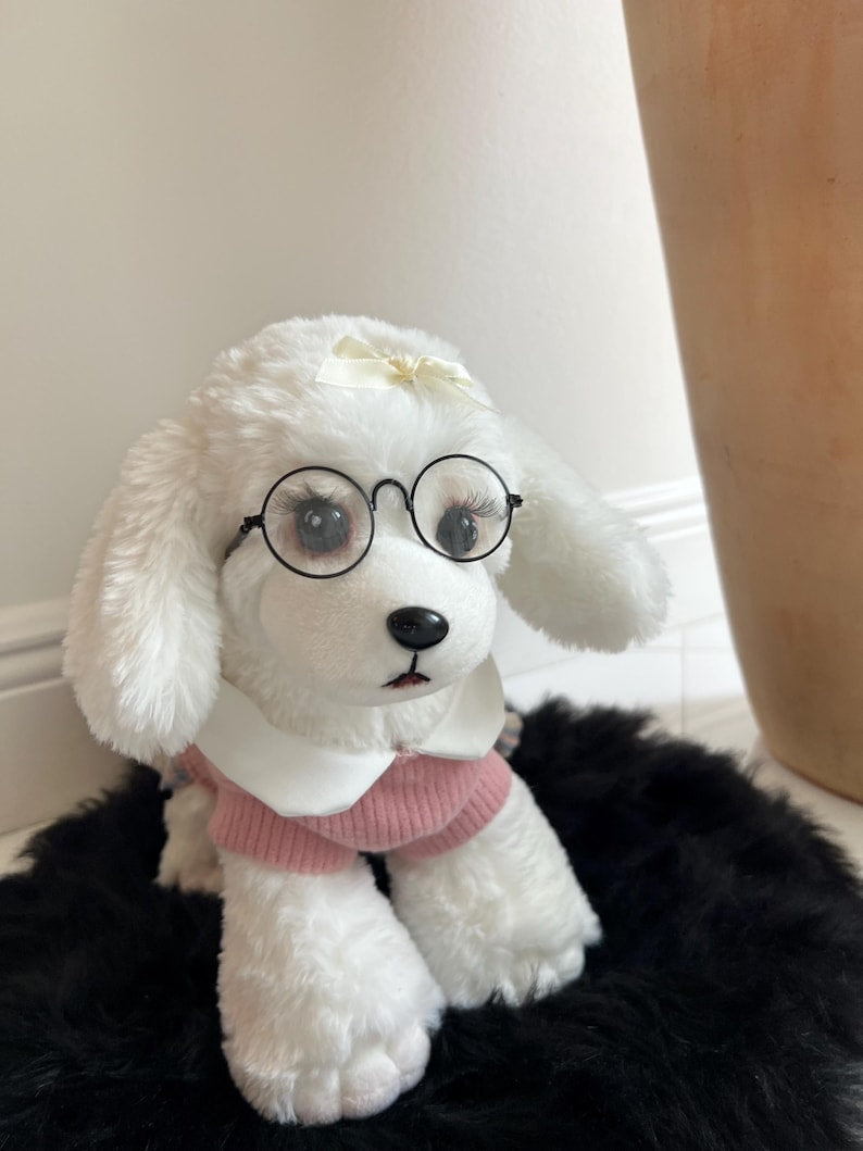 Small Dog Dress in Pink - Schoolgirl Look with Cute Glasses for Pets, small dog clothes, dog fashion, Cute dog costume, cat dress, fashion