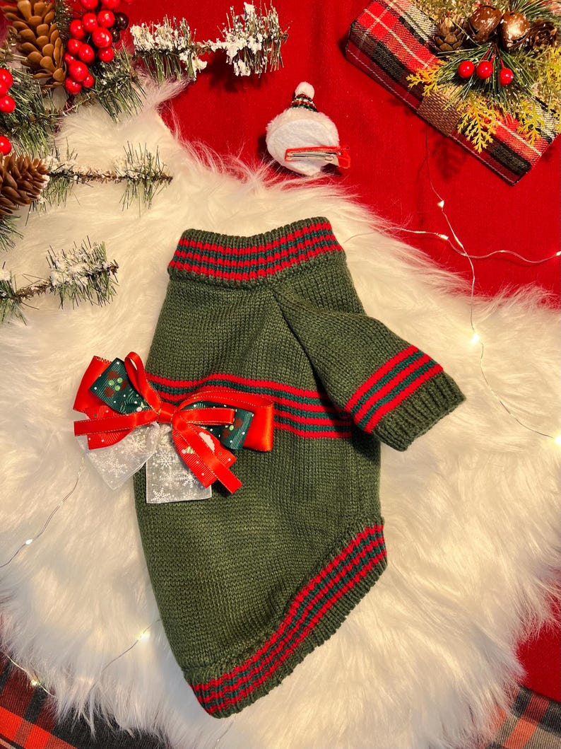 Seasonal Canine Knitwear and Petite Accessory, Dress for pets, small dog clothes, Christmas dress for dog, Christmas dog sweater, dog hoody