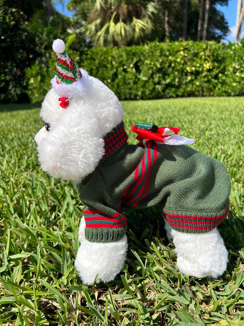 Holiday-themed Pup Sweater with Sweet Clip, Dress for pets, small dog clothes, Christmas dress for dog, Christmas dog sweater, holidays 2024