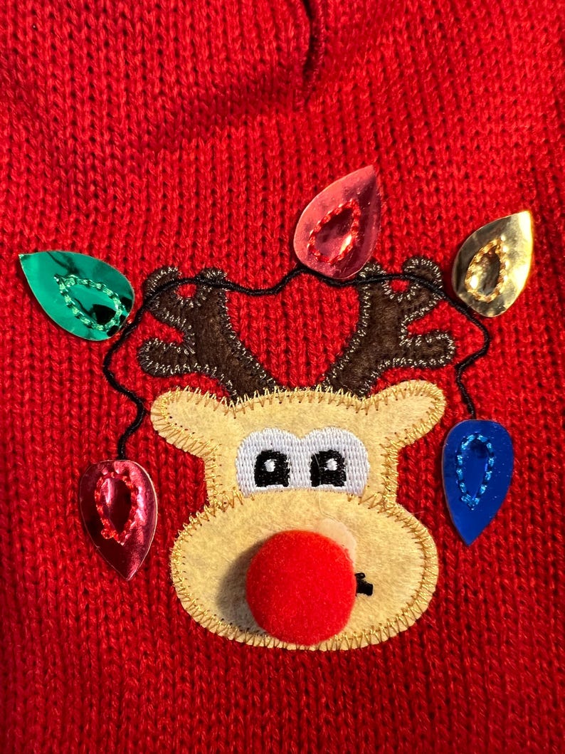 Holiday Dog Sweater - Deer Design with Cute Horn Clips, Dress for pets, small dog clothes, Christmas dress for dog, Christmas dog sweater
