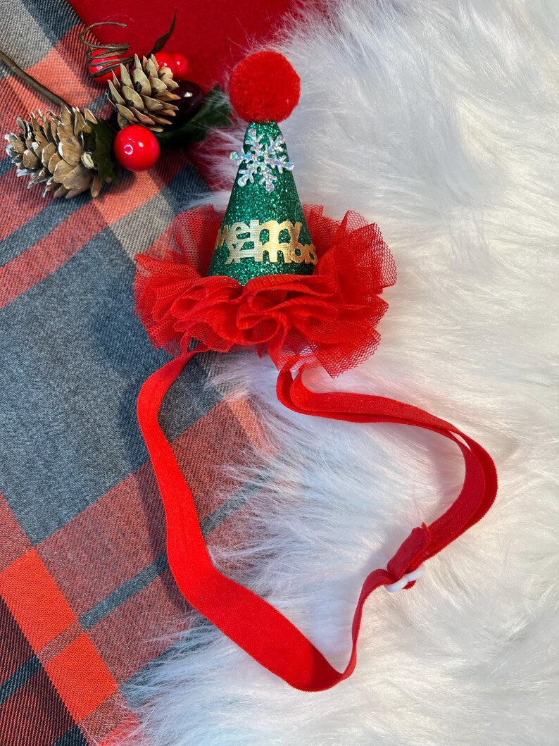 Festive Pup Outfit Set: Christmas Dress & Adorable Hat, Dress for pets, small dog clothes, Christmas dress for dog, Christmas dog outfit
