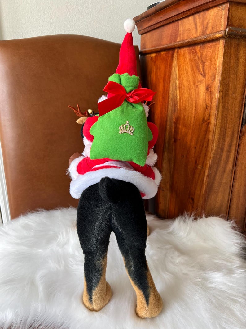 Festive Santa Cape and Reindeer Horns Dog Costume Set, Dress for pets, small dog clothes, Christmas dress for dog, Christmas dog outfit