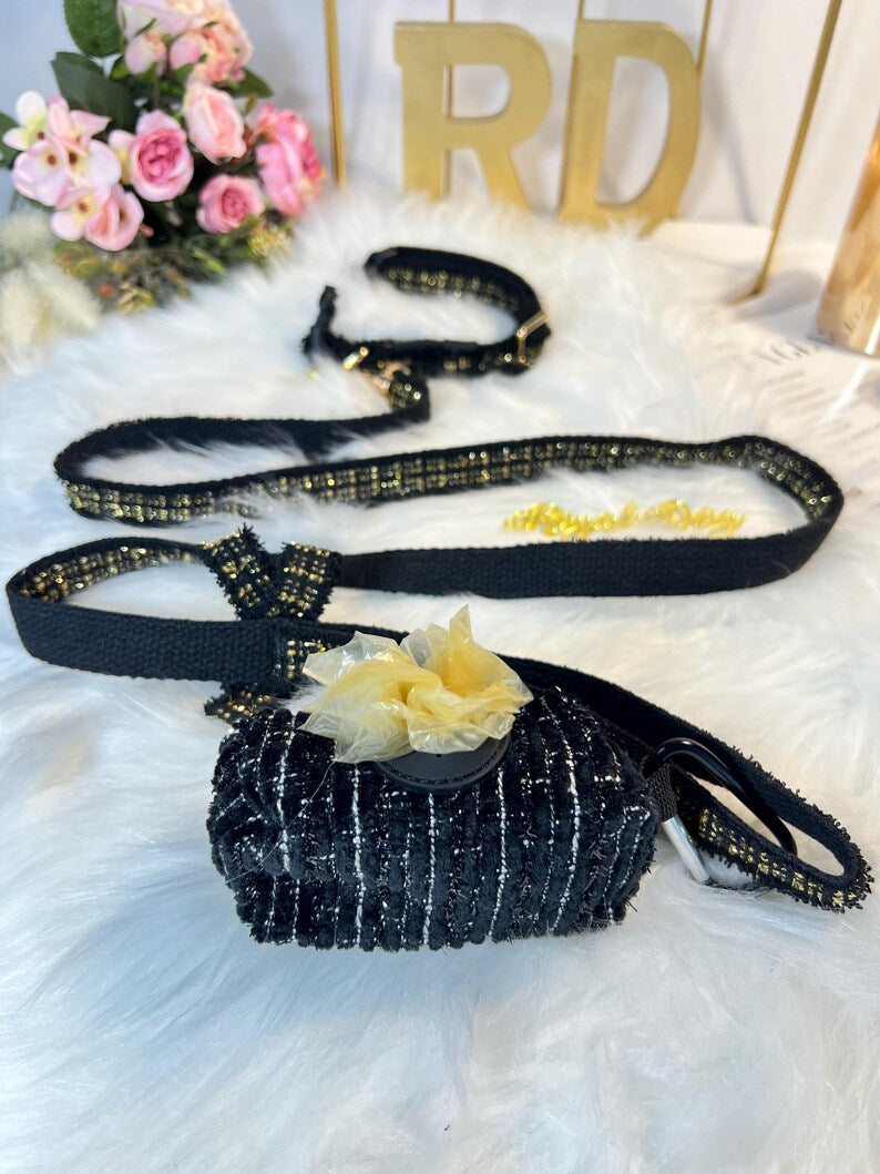 Chic Pet Collar & Leash with Stylish Waste Bag Holder for Dogs , dog collar, cute dog collar, Girl Dog collar, male dog collar, dog leash