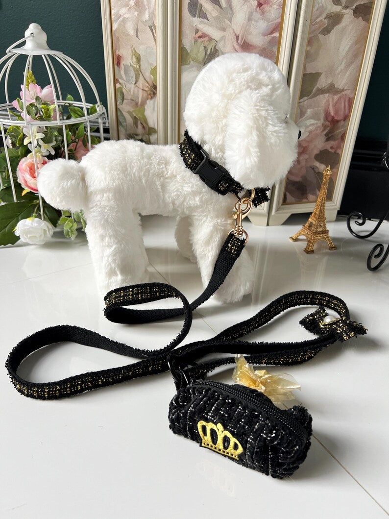 Chic Pet Collar & Leash with Stylish Waste Bag Holder for Dogs , dog collar, cute dog collar, Girl Dog collar, male dog collar, dog leash