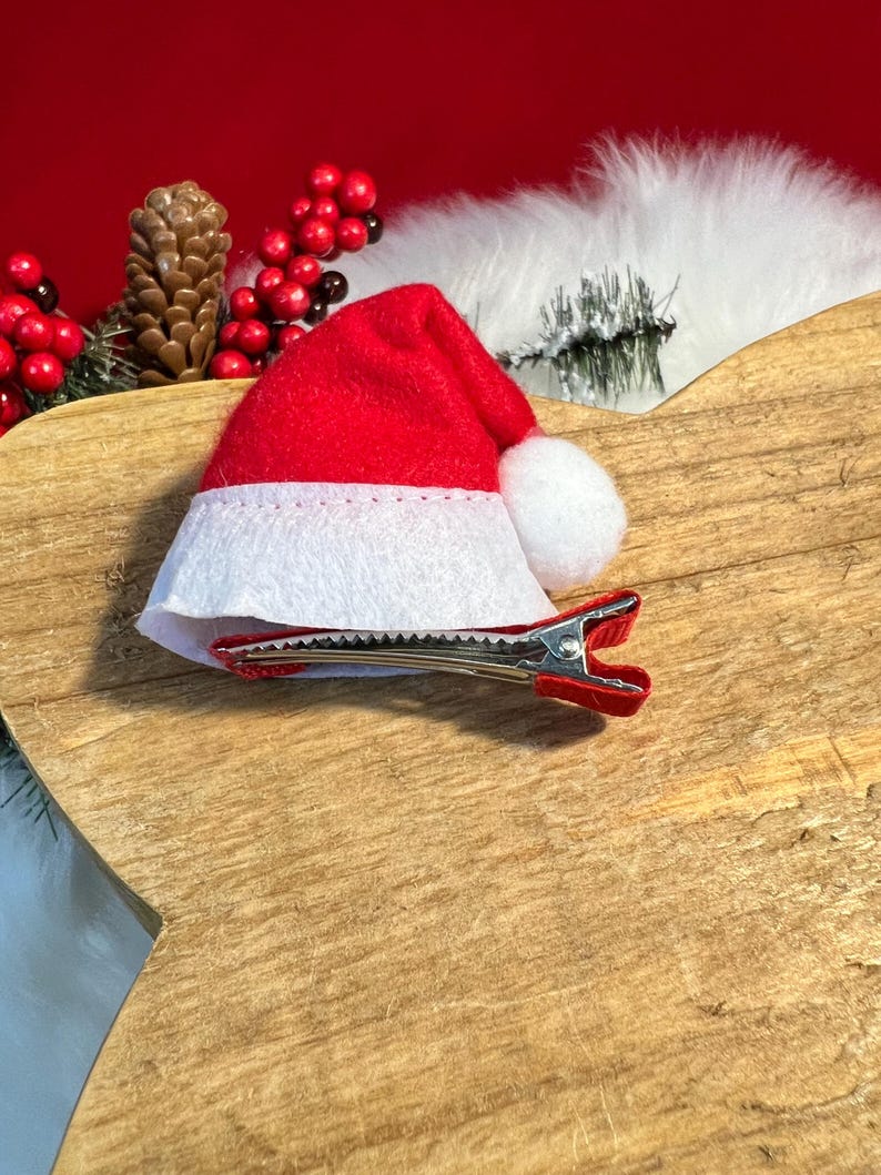 Festive Holiday Pet Scarf - Perfect for Christmas! Clip-On Hat Included, Santa Claus dog collar, Dog Christmas presents, Christmas dog cat