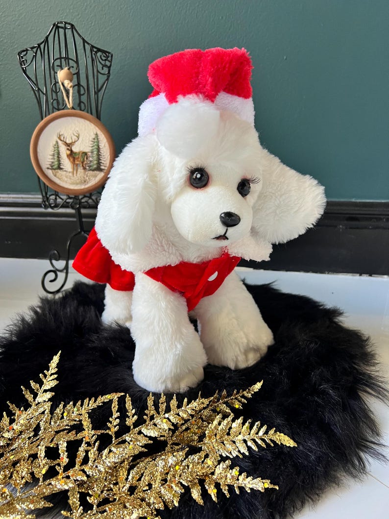 Adorable Santa Hat Dog Dress - Perfect for Holiday Photos! Dress for pets, Christmas dress for dog, Christmas dog outfit, cute dog costume