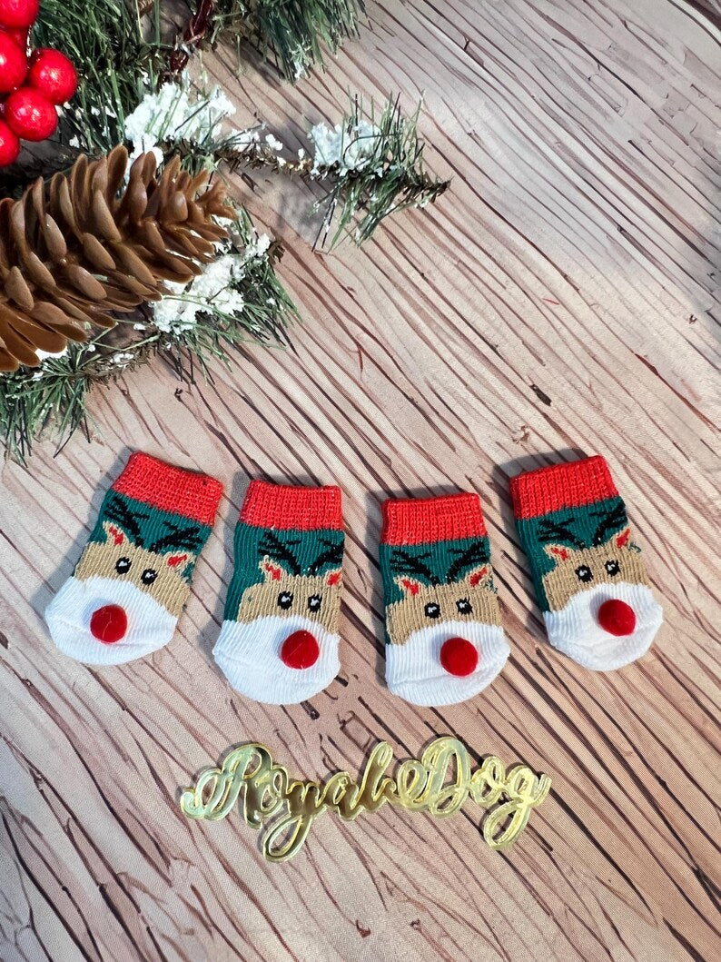 Adorable Christmas Pet Pajamas Set with Cute Socks & Hat Clip, dog lover gift, Dog jumper, Small Dog Christmas pajamas , Holiday dog pajamas