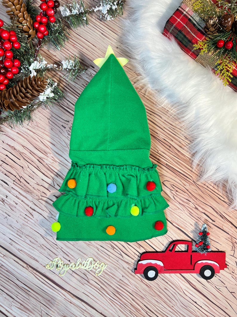 Cute Christmas Tree Cloak for Your Dog's Holiday Style , Christmas tree Dog costume, festive holiday photo prop Santa tree costume