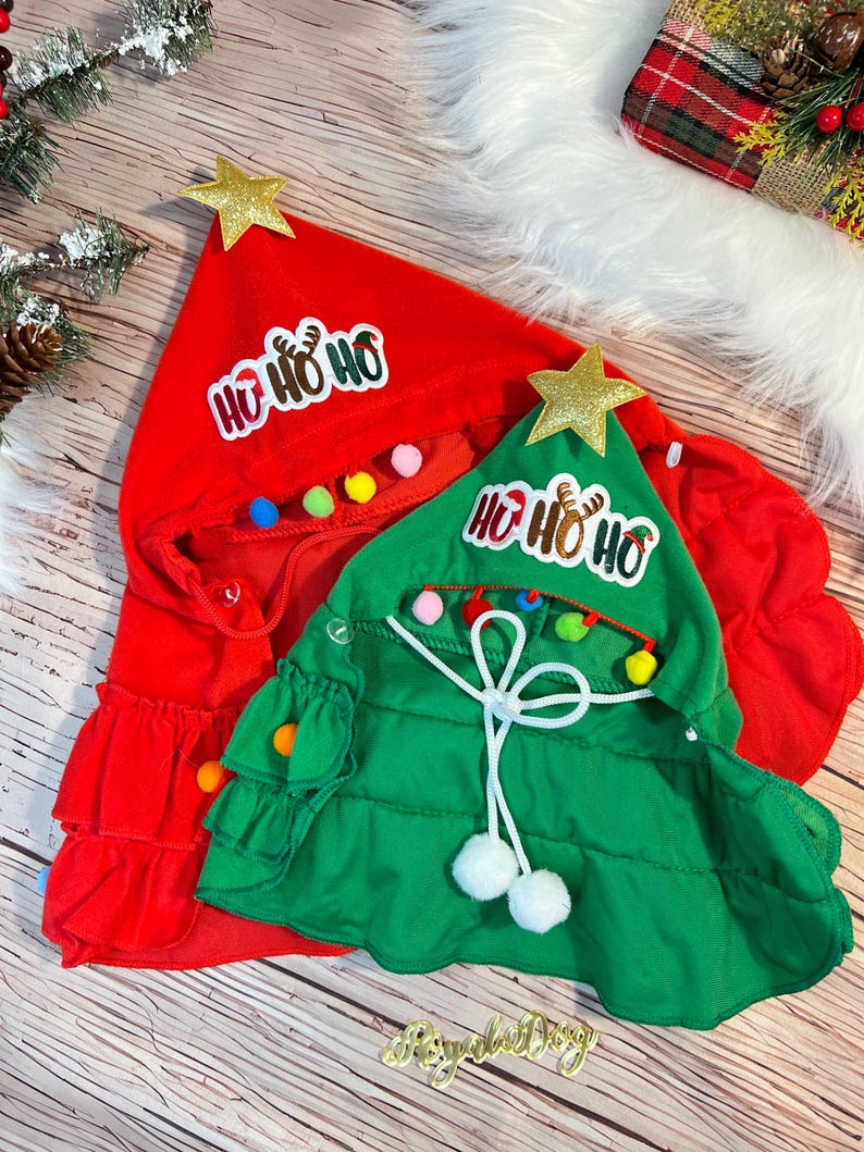 Cute Christmas Tree Cloak for Your Dog's Holiday Style , Christmas tree Dog costume, festive holiday photo prop Santa tree costume