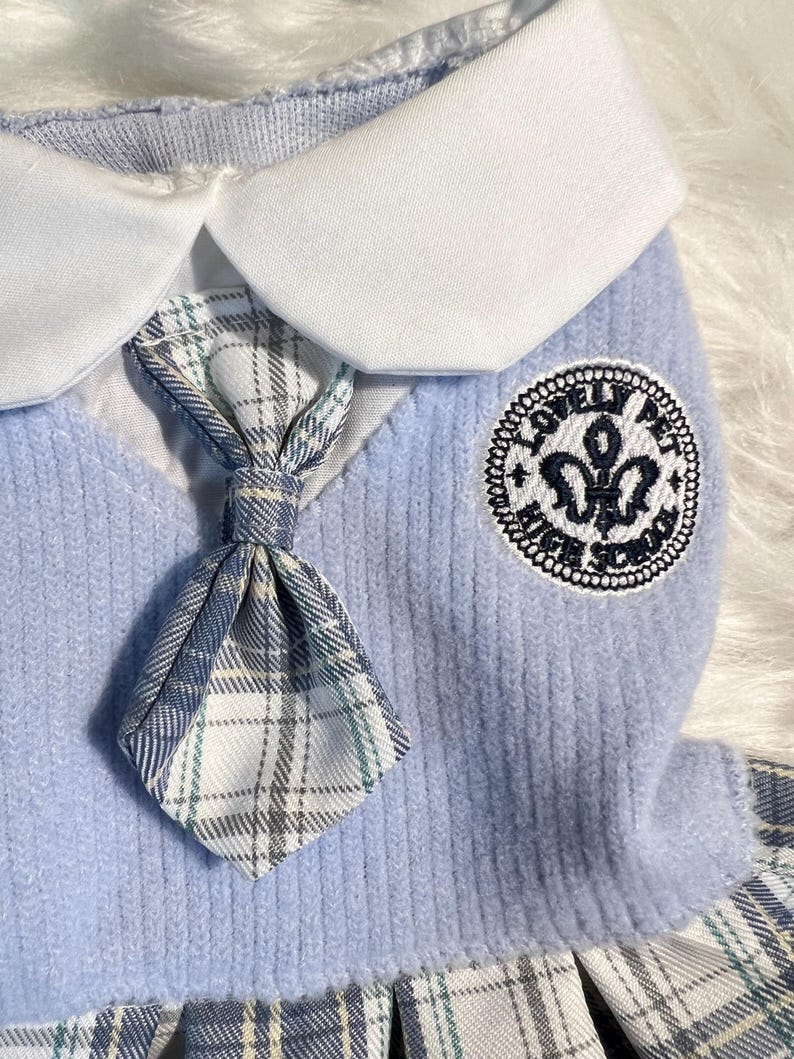 Cute Dog Dress in Schoolgirl Style with Glasses | Puppy Apparel, Dress for pets, small dog clothes, dog fashion, Cute dog costume cat outfit