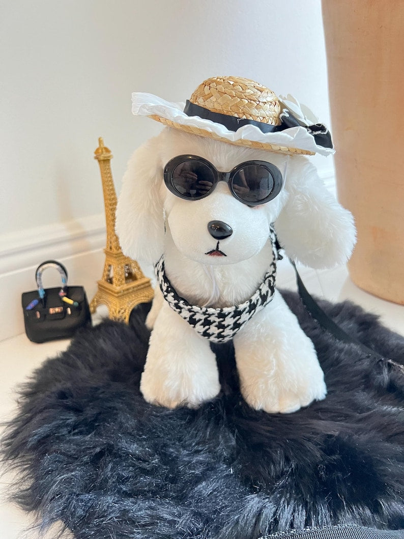 Chic Pet Harness Set with Stylish Hat & Glasses - Dog Fashion Accessories, dog cape, small dog outfit, dog costume party, Dog fashion