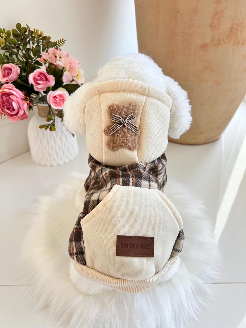 Snuggly Bear Hooded Pet Sweatshirt - Perfect for Paws and Cuddles! winter warm puppy sweater for dogs, cosy pet clothes, dog cat sweatshirt