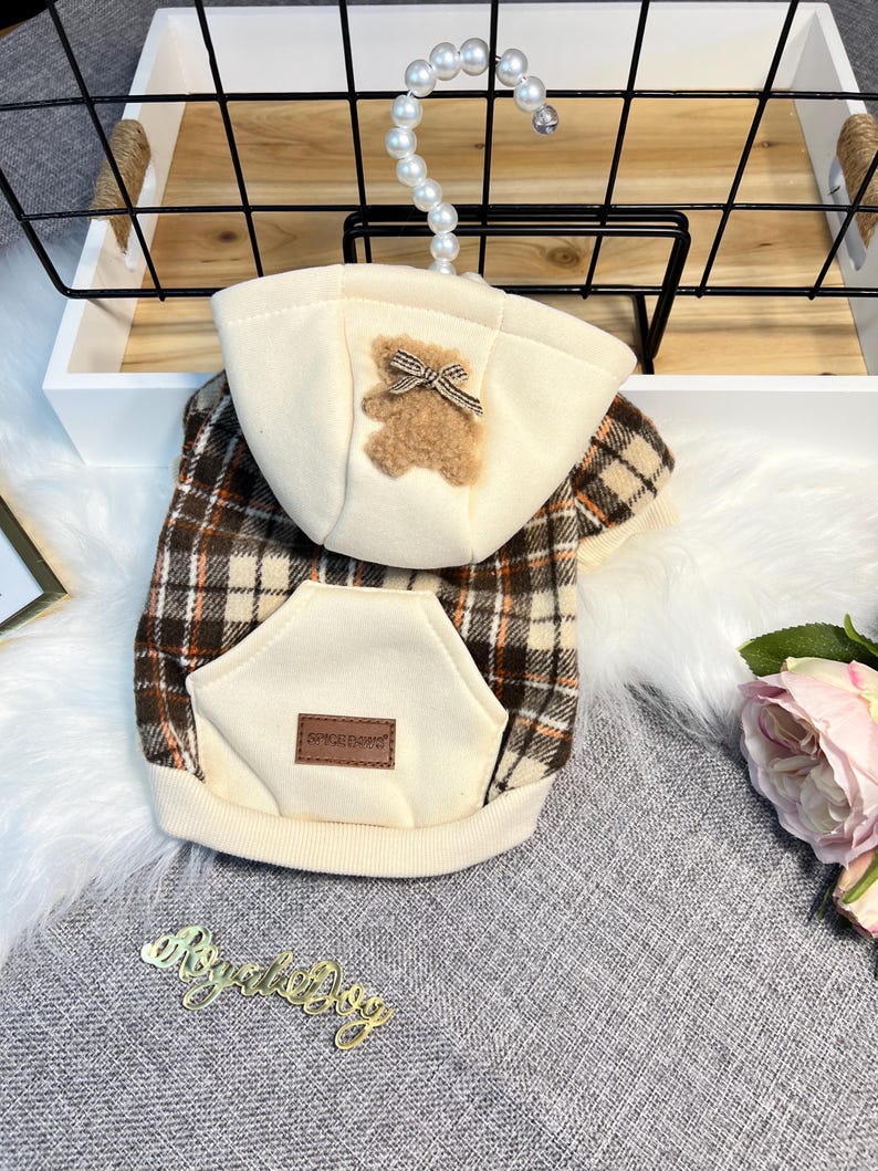 Charming Bear Hood Pet Sweatshirt - Stylish Comfort for Your Furry Friend! winter warm puppy sweater for dogs, cosy pet clothes