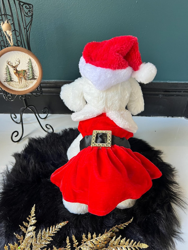 Adorable Santa Hat Dog Dress - Perfect for Holiday Photos! Dress for pets, Christmas dress for dog, Christmas dog outfit, cute dog costume