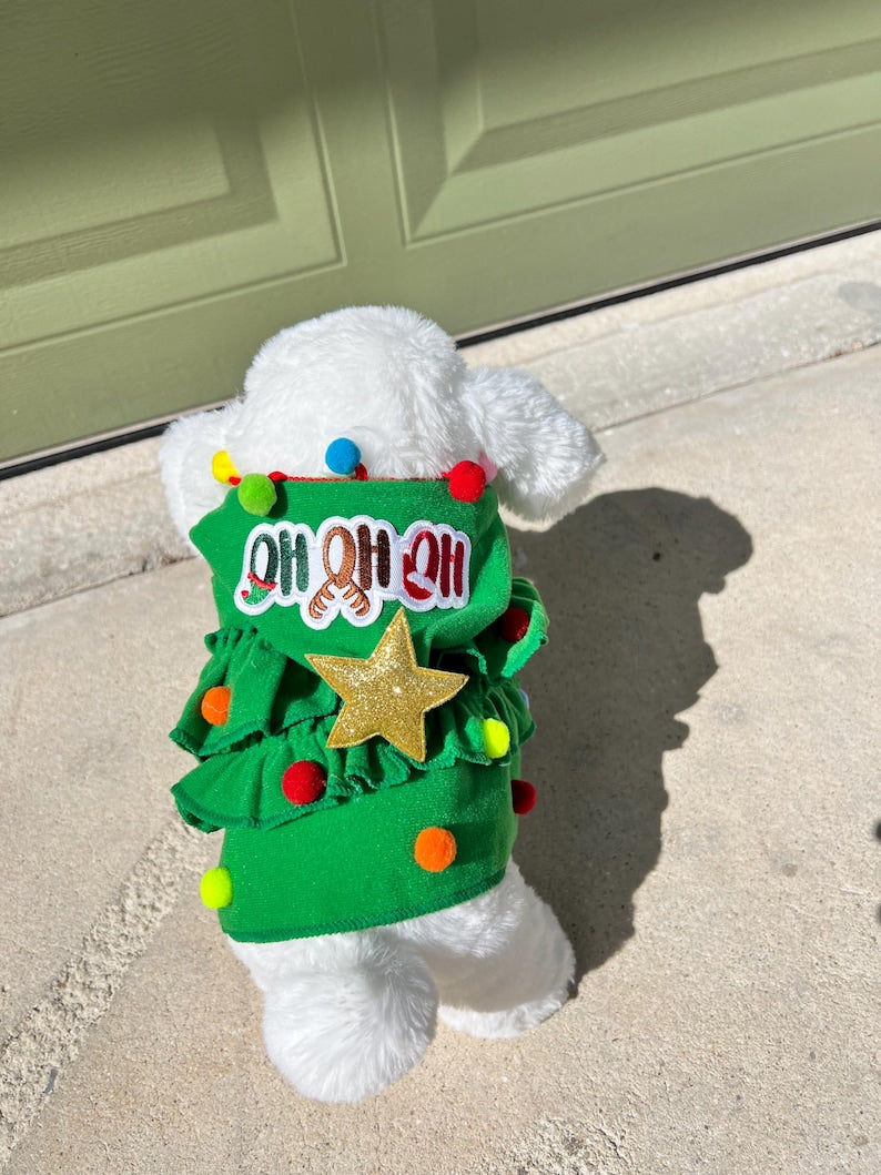 Cute Christmas Tree Cloak for Your Dog's Holiday Style , Christmas tree Dog costume, festive holiday photo prop Santa tree costume