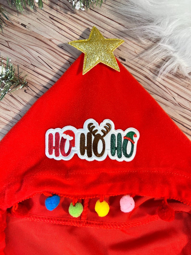 Festive Red Cape Tree for Your Furry Friends , Christmas tree Dog costume, festive holiday photo prop Santa tree costume, Dog holiday gift