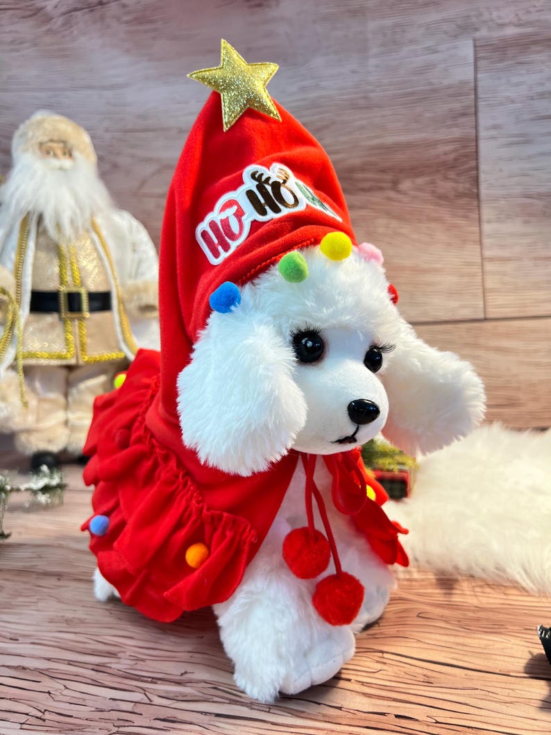 Festive Red Cape Tree for Your Furry Friends , Christmas tree Dog costume, festive holiday photo prop Santa tree costume, Dog holiday gift