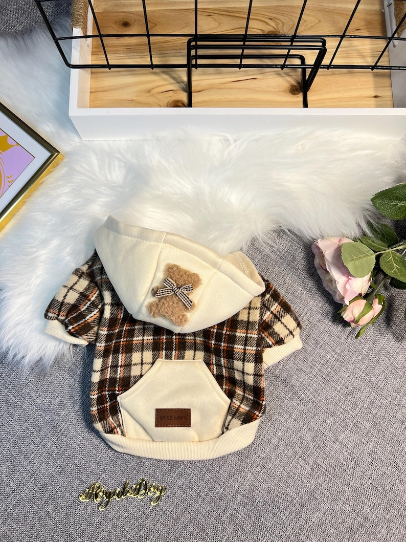 Snuggly Bear Hooded Pet Sweatshirt - Perfect for Paws and Cuddles! winter warm puppy sweater for dogs, cosy pet clothes, dog cat sweatshirt