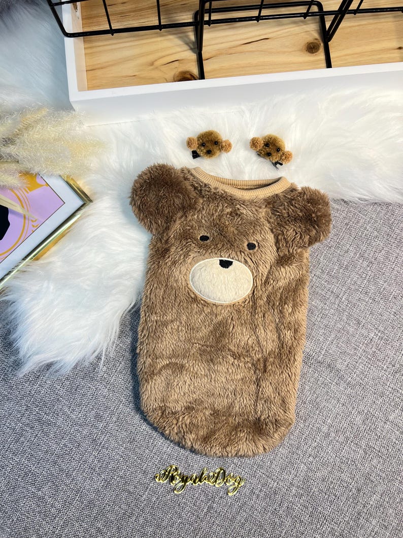 Snuggly Dog Sweater with Adorable Bear Clips | Perfect for Cold Days, winter warm puppy sweater for dogs, cosy pet clothes, dog sweater