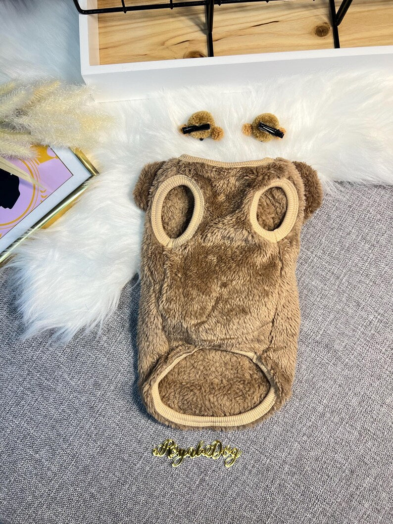 Snuggly Dog Sweater with Adorable Bear Clips | Perfect for Cold Days, winter warm puppy sweater for dogs, cosy pet clothes, dog sweater