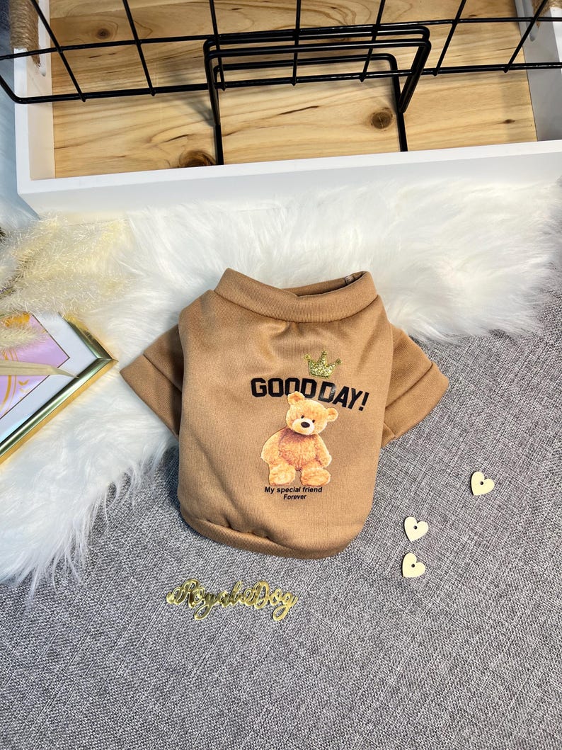 Cute Bear Crown Dog Sweater - Unique Good Day Graphic, pet clothing, dog top, dog fashion, dog apparel, dog long sleeves, dog t-shirt