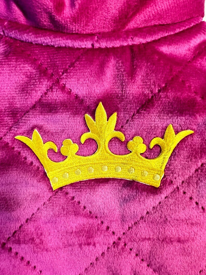 Dog Pink Vest with Gold Crown Detail - Luxuriously Comfortable, pet clothing, dog west, dog jacket, dog fashion, dog apparel, pet clothing