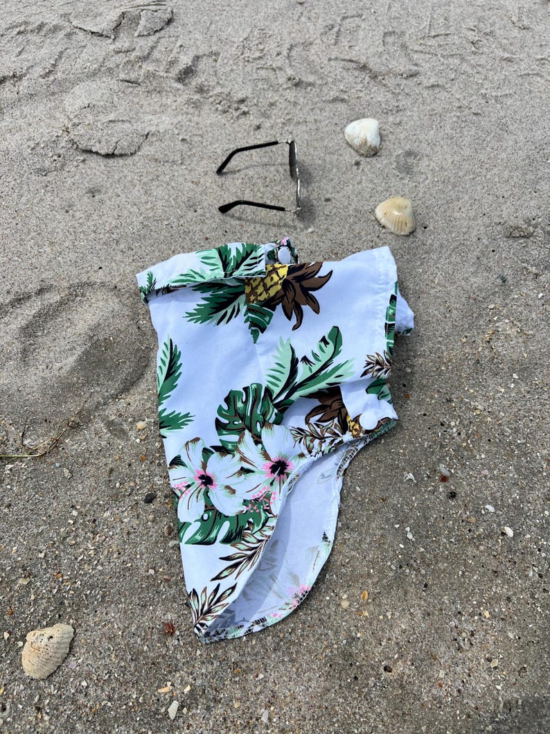 Dog Beachwear Combo, Hawaiian Dog Shirt with sunglasses ,Tropical Pet Outfit for Summer, Beach Days & Photoshoots
