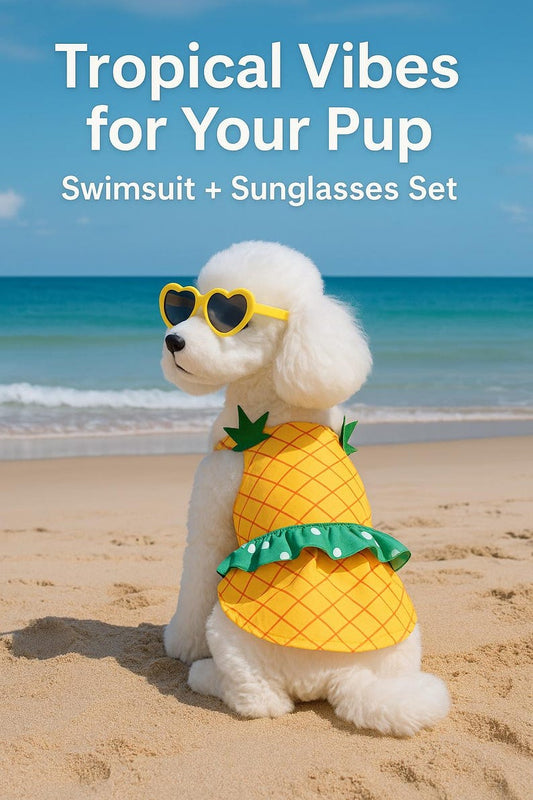 Pineapple Dog Dress with Heart Sunglasses: Summer Outfit Gift Set