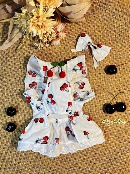 Cherry Dress for Furry Friends - Elegant and Chic Dog Clothes for Weddings and Summer Events, elegant Dog dress, summer dog dresses
