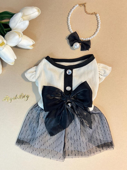 Chic Pet Outfit: Stylish Dress and Matching Necklace Included, dog clothes, cat dress, dog dress, pet clothing, pet jewelry, pet fashion