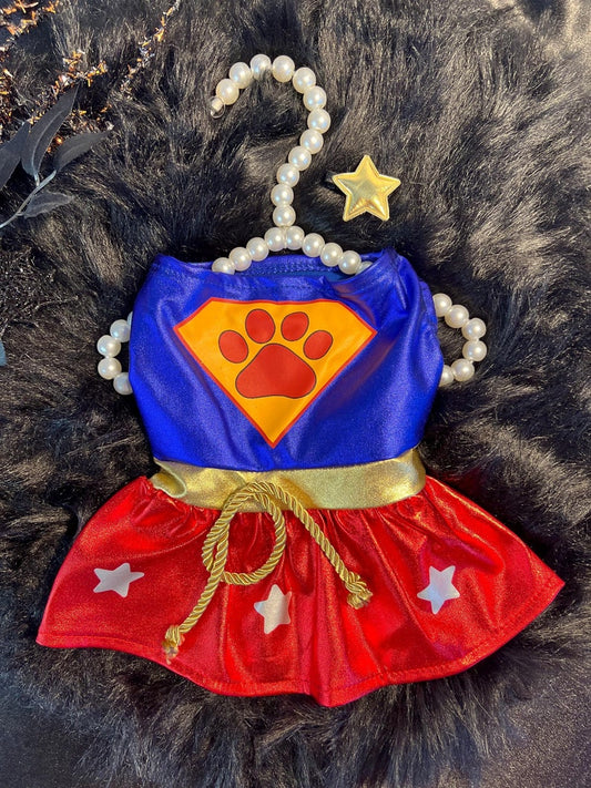 Super Woman Pet Halloween Costume - Small Dog Costume for Halloween, dog clothes, pet clothing, pet costume party, dog Halloween outfit