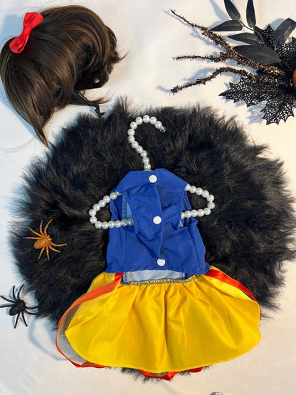 Pet Halloween Costume: Snow White Dog Dress with Matching Wig - Handcrafted Beauty, pet costume party, dog Halloween outfit, dog costume