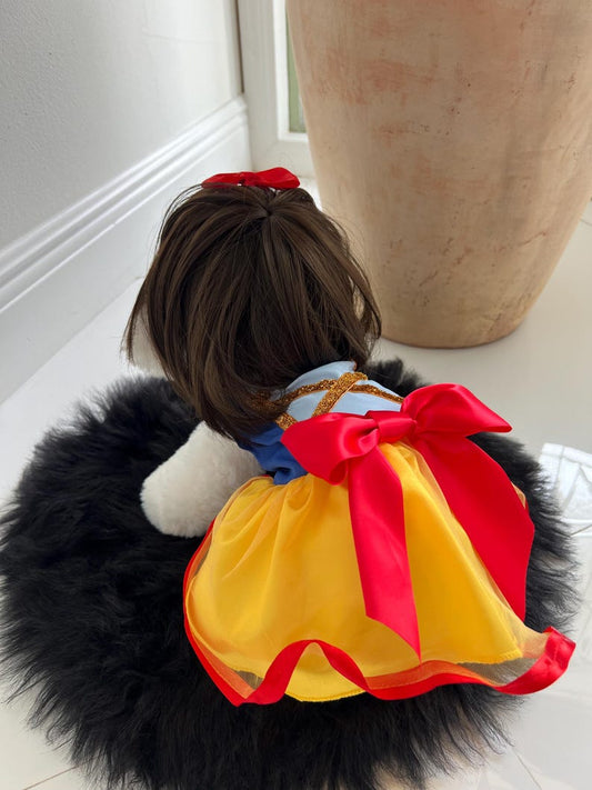 Pet Halloween Costume: Snow White Dog Dress with Matching Wig - Handcrafted Beauty, pet costume party, dog Halloween outfit, dog costume