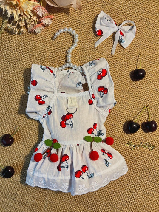 Cherry Dress for Furry Friends - Elegant and Chic Dog Clothes for Weddings and Summer Events, elegant Dog dress, summer dog dresses