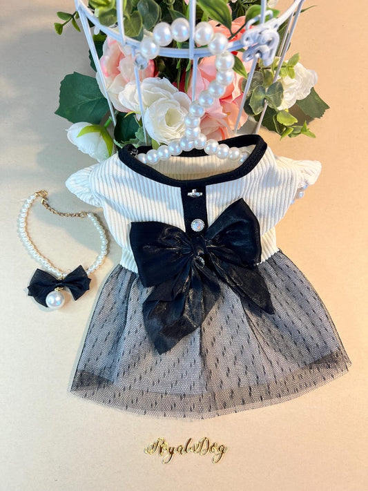 Chic Pet Ensemble: Dress, Necklace, Cat Dress, Dog Clothes, Designer Pet Fashion, dog clothes, cat dress, dog dress, pet clothing, pet dress