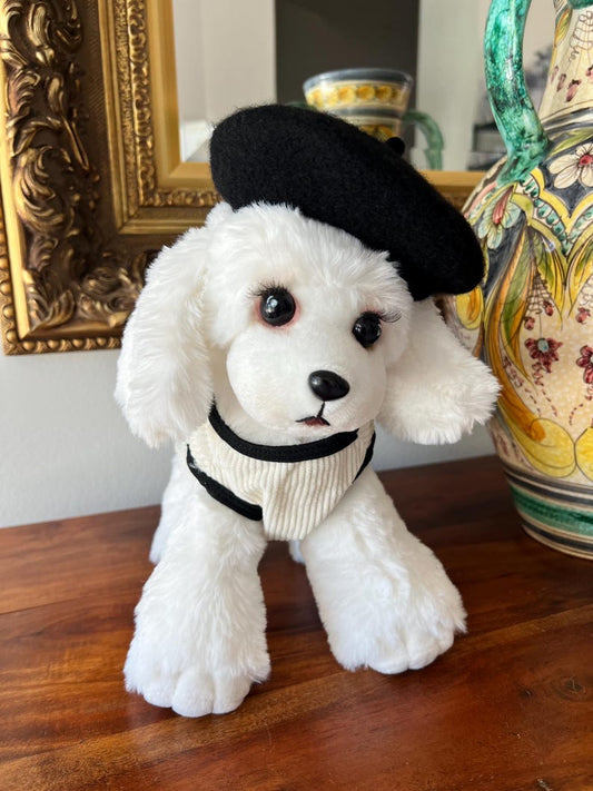 Luxury Pet Fashion: Stylish Dog Shirt and Beret Set - Chic Canine Ensemble for Posh Pup, dog clothes, dog dress, pet clothing, dog shirt