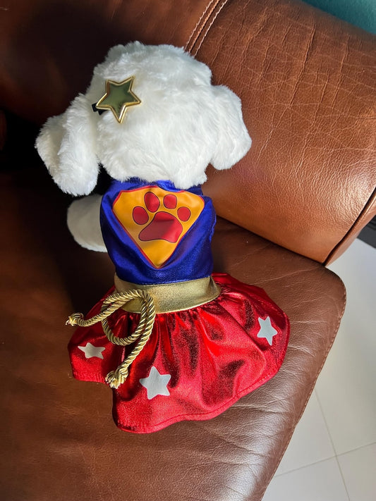 Pet Super Woman Costume - Cute Halloween Costume for Cats and Dogs, dog clothes, pet clothing, pet costume party, dog Halloween outfit