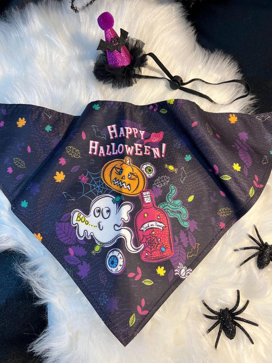 Spooky Pet Accessories Set, magic had, pet had for cats and small dogs, pumpkin elegant Halloween pet head, custom pet gift, bandanna dog