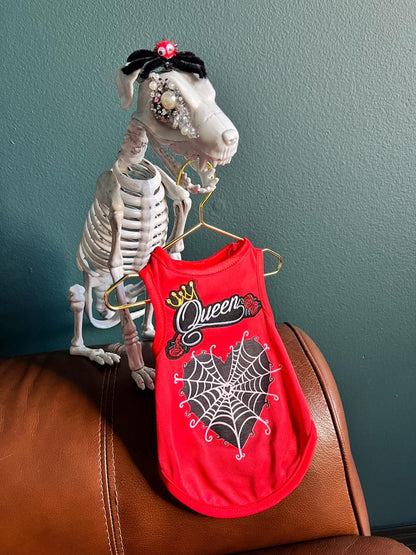 Spooky Halloween Queen Pet T-Shirt - Cute Costume for Your Furry Friend, dog clothes, pet clothing, pet costume party, dog Halloween outfit