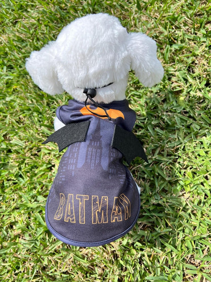 Furry Sidekick Batman T-shirt with Mask for Pet Halloween Cosplay, dog clothes, pet clothing, pet costume party, dog Halloween, dog costume